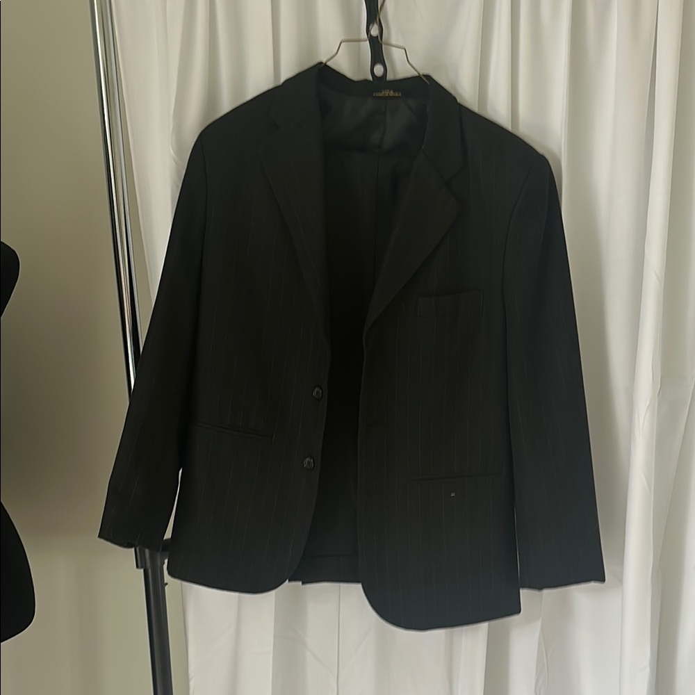 Boys pin striped black suit size 14.